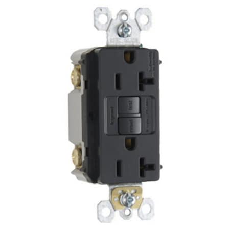 Legrand radiant GFCI Outlet, 125 V, 20 A, NEMA: NEMA 5-20R, Black 2097BKCCD12