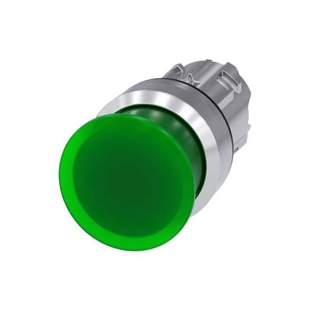 Siemens Illuminated mushroom pushbutton, 22 mm, round, metal, shiny 3SU1051-1AD40-0AA0-ZY13