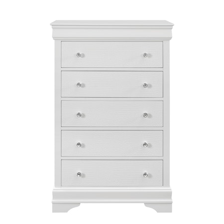 Homeroots 31" Metallic White Solid Wood Five Drawer Chest 478645