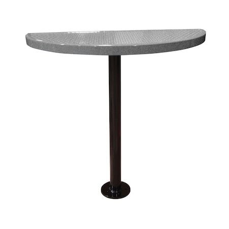 Leisure Craft Perforated Semi-Circle Pedestal Table, Portable, 40"H, Granite STAB40-PERF-GRANITE