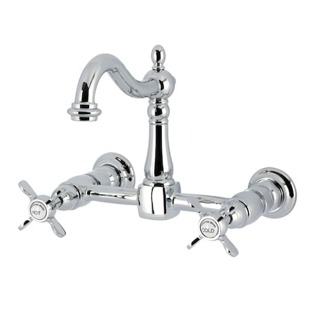 Kingston Brass Two-Handle Wall Mount Bridge Kitchen Faucet, Polished Chrome KS1261BEX