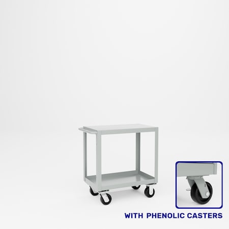 Pucel Heavy Duty Shop Truck, 30 in W x 18 in D x 33.5 in H, Two Shelves, Push Handle, Gray 1830-DT-2P