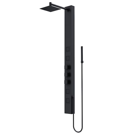 Vigo 58 in. H x 5 in. W 4-Jet Shower Panel System with Square Head and Hand Shower Wand, Matte Black VG08021MB