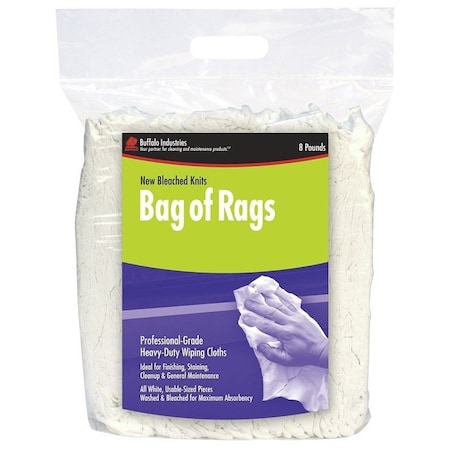 Buffalo Industries New Bleached Cloth Rag, White 12026PB