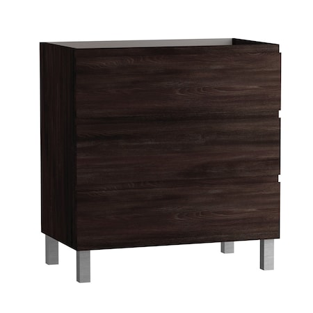 Homeroots 32" Dark Brown Wood Freestanding Bathroom Vanity With White Sink And Three Drawers 624147
