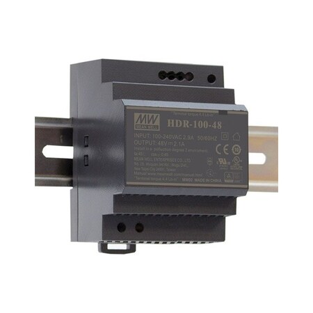 Meanwell Mean Well, AC-DC Ultra slim DIN rail power supply; Input range 85-264VAC; Output 48VDC a HDR-100-48