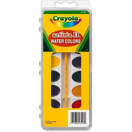 Crayola ARTISTA II WASHABLE WATERCOLOR SET, 16 ASSORTED COLORS, PALETTE TRAY 531516