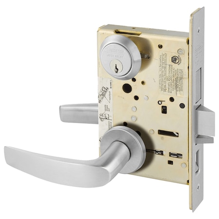 Sargent Grade 1 Apartment Corridor Door Mortise Lock, B - Lever, LN - Rose, Satin Chrome 8243 LNB 26D