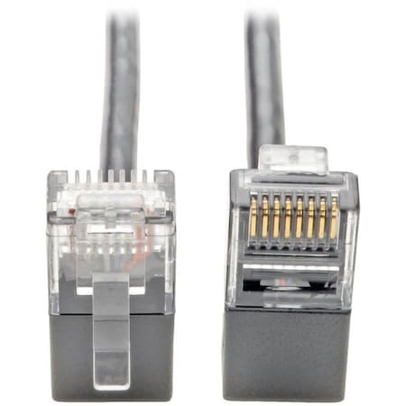Eaton Tripp Lite Series Right-Angle Cat6 Gigabit Snagless Molded Slim UTP Ethernet Cable RJ45 M/M, N201-SR2-GY