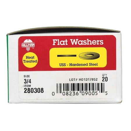Hillman Yellow Dichromate Steel 3/4 in. USS Flat Washer, 20PK 280308
