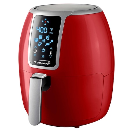 Brentwood Industries Small 1400 Watt 4 Quart Electric Digital Air Fryer with Temperature Control in Red AF-400DR