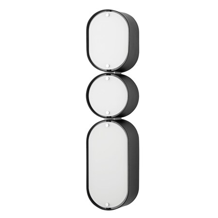 Corbett Lighting Opal 3 Light Wall Sconce 5 In. Soft Black With Stainless Steel 393-03-SBK/SS