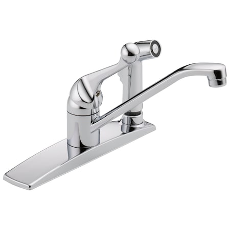 Delta 134 / 100 / 300 / 400 Series Single Handle Kitchen Faucet With Integral Spray In Chrome 300LF-WF