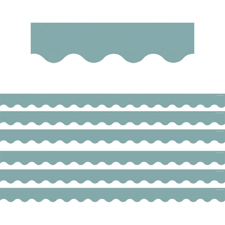 Teacher Created Resources Calming Blue Scalloped Border Trim, 35 Feet Per Pack, 6PK TCR7128