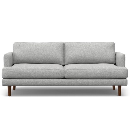 Homeroots 76" Gray Fabric Sofa With Brown Legs 640978
