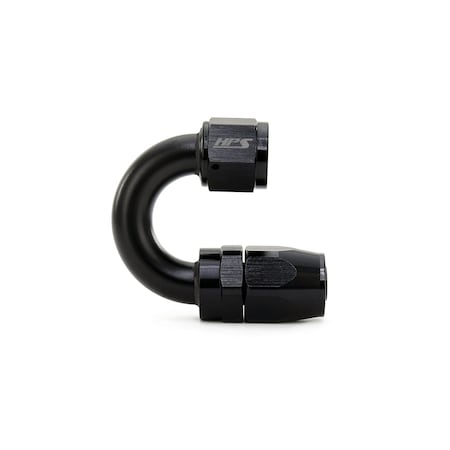 Hps Performance 180 Degree -8 Compression Double Swivel Hose End to AN Female, Aluminum, Black 250-1808
