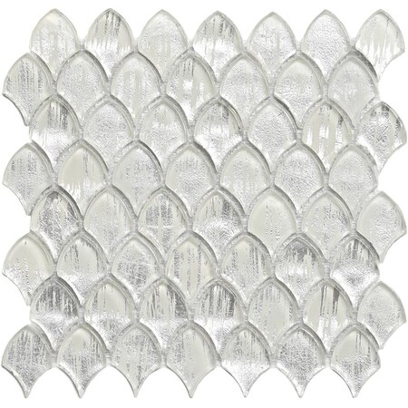 Apollo Tile Majeste 10.8 in. x 11.3 in. Glossy Silver Glass Mosaic Wall and Floor Tile 8.48 sq. ft./case, 10PK APLASL8802A
