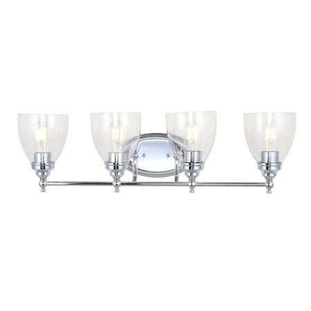 Jonathan Y Marais 30" 4-Light Metal/Glass LED Vanity, Chrome JYL7471B