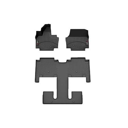 Weathertech Black Front and Rear Floorliners, 2024 - 2025 KIA  EV9 441860-1-2