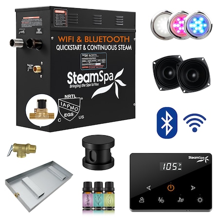 Steamspa 6KW Steam Bath Generator, Fully Wireless Remote, BLUETOOTH, WIFI, Auto Drain, Matte Black BKW600MK-A
