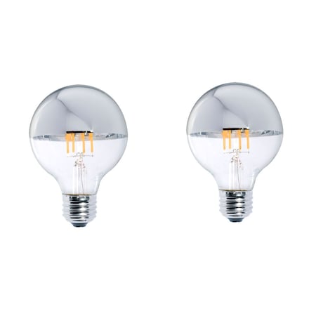 Bulbrite 40W Equivalent Warm White Light G25 Dimmable LED Half Chrome Light Bulb, 2PK 861425