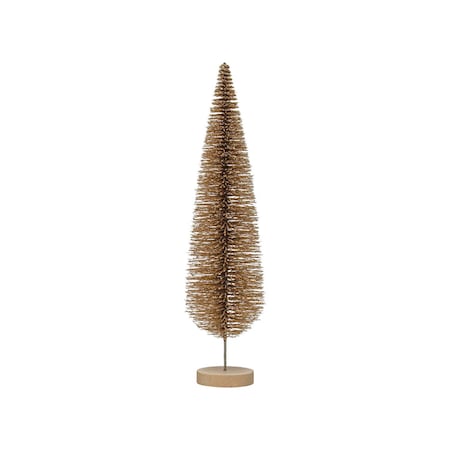 Creative Co-Op Enchanted Christmas Gold Bottle Brush Tree Table Decor 15 in. XS3194