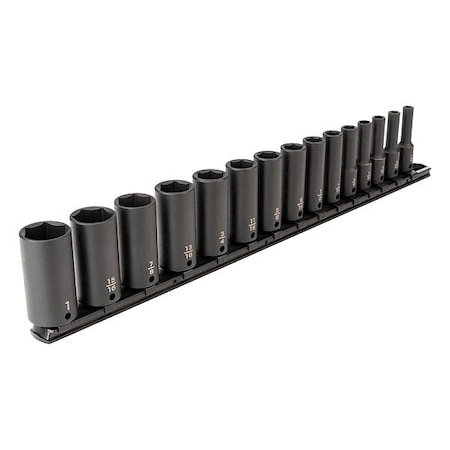 Tekton Impact Socket Set, Steel, 15 Pieces SID91105