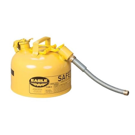 Eagle Mfg Type II Safety Can, Galvanized Steel, 2.5 gal, 5/8 in Flexible Metal Hose, Yellow, Diesel U226SX5Y