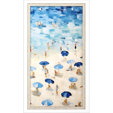 Homeroots Aerial Beach View White Framed Wall Art 558208