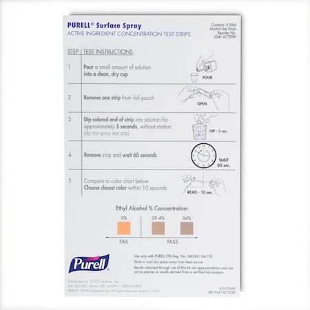 Purell Test Strip, 6 7/8 in L, 4 in W, PK6 3341-6CTSTRP