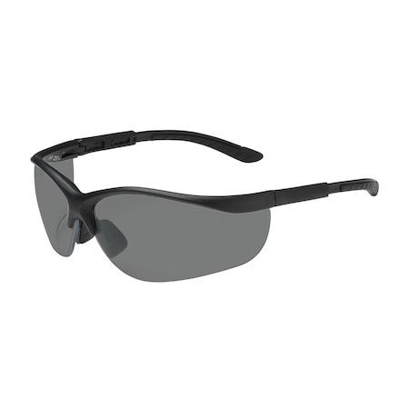 Bouton Optical Semi-Rimless Safety Glasses with Black Frame, Gray Lens and Anti-Scratch / Anti-Fog Coating 250-21-0421
