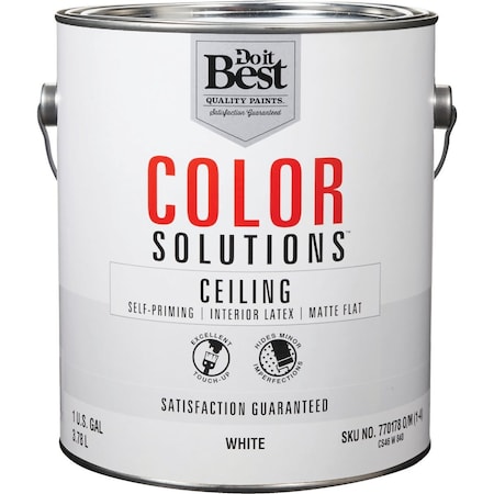 Do It Best Color Solutions Latex Self-Priming Flat Ceiling Paint Wht 1 Gal. CS46W0840-16
