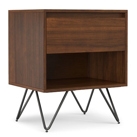 Homeroots 24" Walnut Solid Wood Two Drawer Nightstand 640741