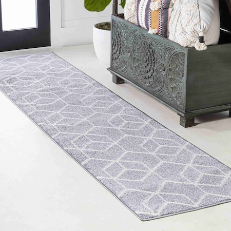 Jonathan Y Tumbling Blocks Modern Geometric Light Gray/White 2 ft. x 8 ft. Runner Rug SEU101G-28