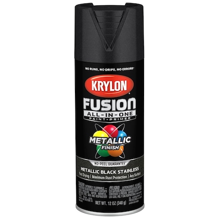 Fusion All-In-One 12 Oz Krylon Black Stainless Paint & Primer Spray Paint, Metallic K02790007