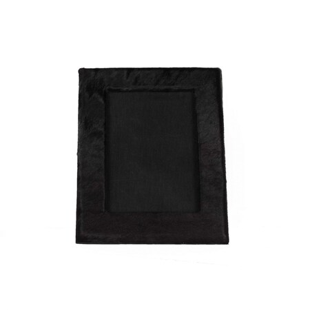 Homeroots 5" x 7" Black Cowhide Hanging & Tabletop Picture Frame with Mat 332315