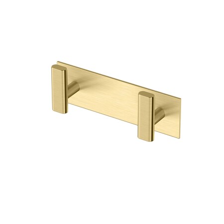 Gatco Elevate All Modern Decor 6.5" Double Robe Hook, Brushed Brass 1283B