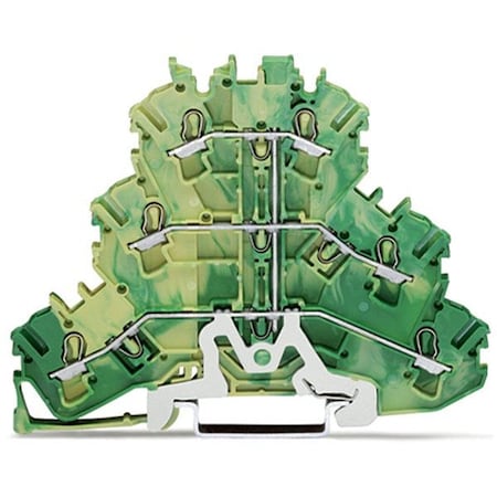 Wago Terminal Block, 3.67" L, Green; Yellow 2002-3207
