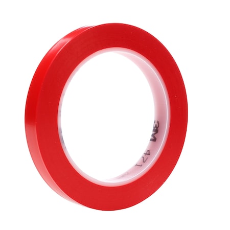 3M Film Tape, Vinyl, Red, 1/2 In x 36 Yd, PK72 471