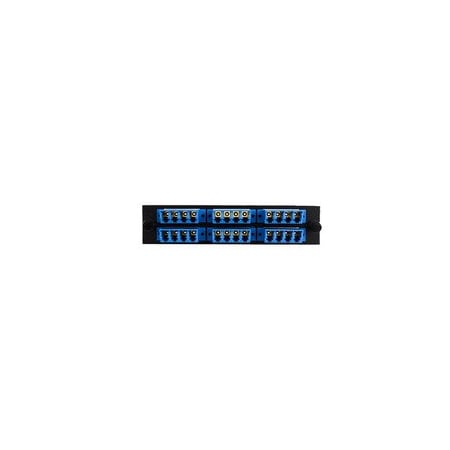Cable Wholesale LGX Compatible Adapter Plate featuring a Bank of 6 Singlemode LC Quad Connectors in Blue for OS1 68F3-02160