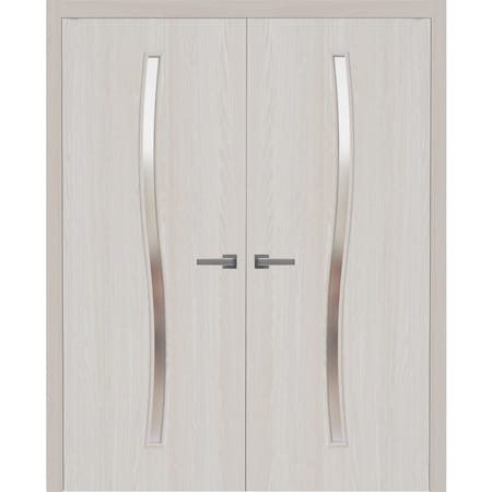 Sartodoors Interior Solid French Double Doors 60 x 96 inches, BASIC 3002 Ash Franko, Wood Interior Solid Pane BASIC3002DD-YAFR-6096