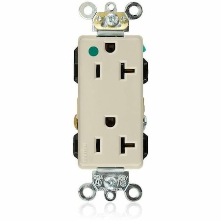 Leviton Straight Blade Receptacle, 5-20R, 20 A, 125V AC, 2 Pole, 3 Wire, Flush Mount, Self-Grounded 16362-HGI