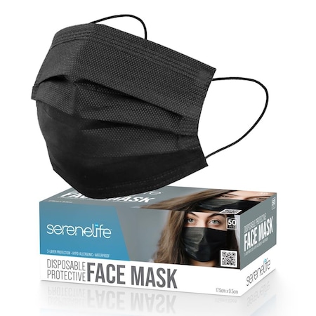 Serenelife 50 Pieces Disposable Face Masks SL3PLY50BK