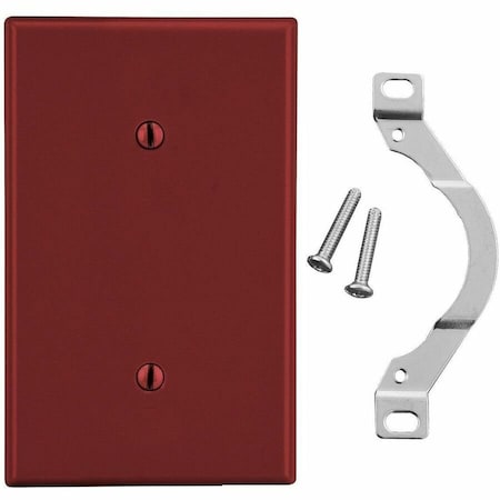 Hubbell Wiring Device-Kellems Blank Strap Mount Wall Plate, Number of Gangs: 1 Plastic, Satin Finish, Red P14R