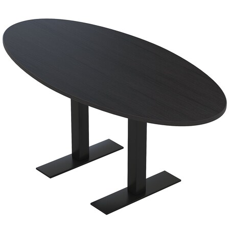 Skutchi Designs 4 Person Conference Table With Power Unit | 6' Oval Table | Harmony Series HAR-OVL-36X72-T.BK-U999ST19-NA