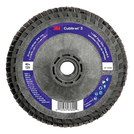 3M Cubitron Abrasive Flap Disc, Coated, Polyester, PK10 7100379929