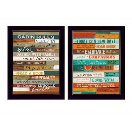 Homeroots Set Of Two Wood Plank Black Framed Print Wall Art, 2PK 405650