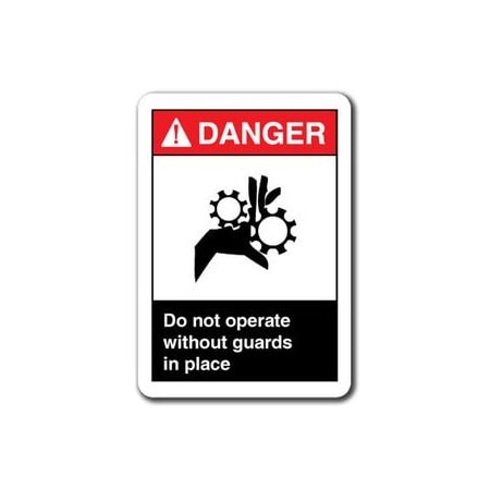 Signmission Danger Sign-Do Not Operate w/o Guards In Place 7x10 Sign ansi, 10" H, ANSI-710DS Do Not Operate w/o ANSI-710DS Do Not Operate Without