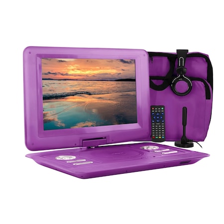Trexonic 14.1 Inch Portable TV+DVD Player with Swivel TFT-LCD Screen and USB, SD, AV, HDMI Inputs TR-D141PUR