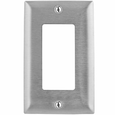 Hubbell Wiring Device-Kellems Wallplates and Boxes, Metallic Plates, 1- Gang, 1) GFCI Opening, 430 Stainless Steel SS26L